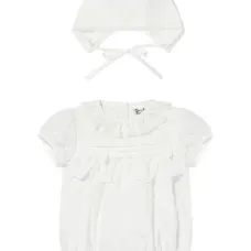 Комплект из боди и шапки с кружевом