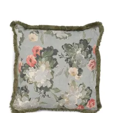 Льняная подушка с цветочным принтом