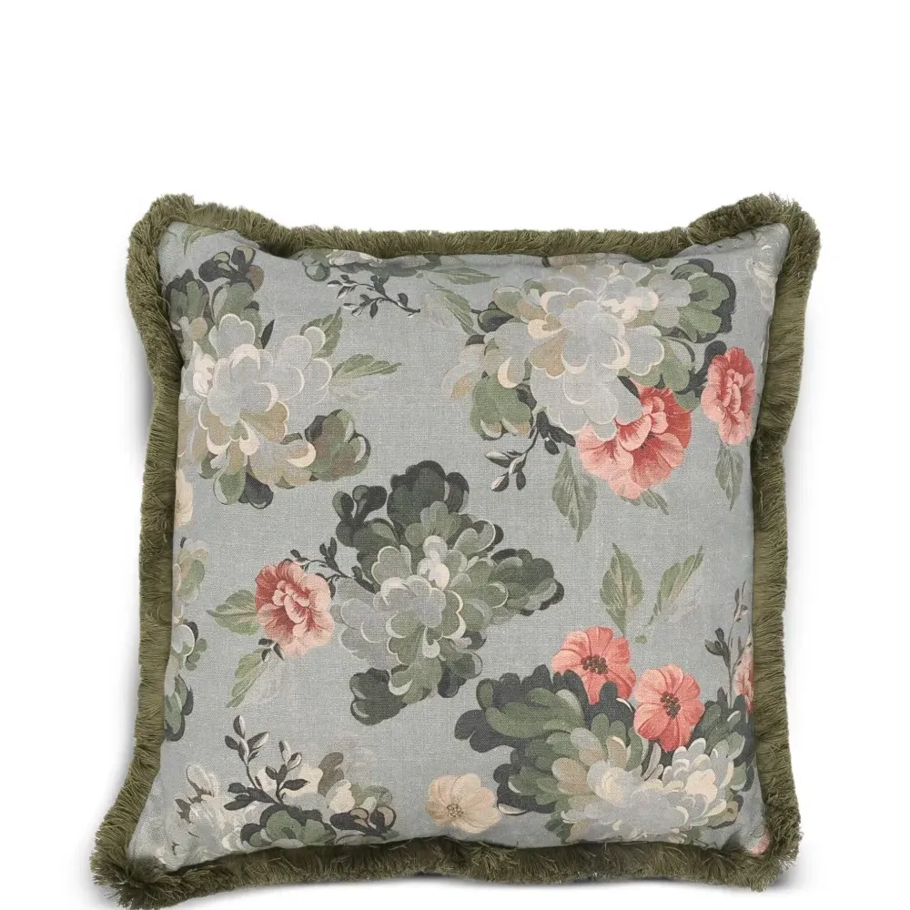 Льняная подушка с цветочным принтом