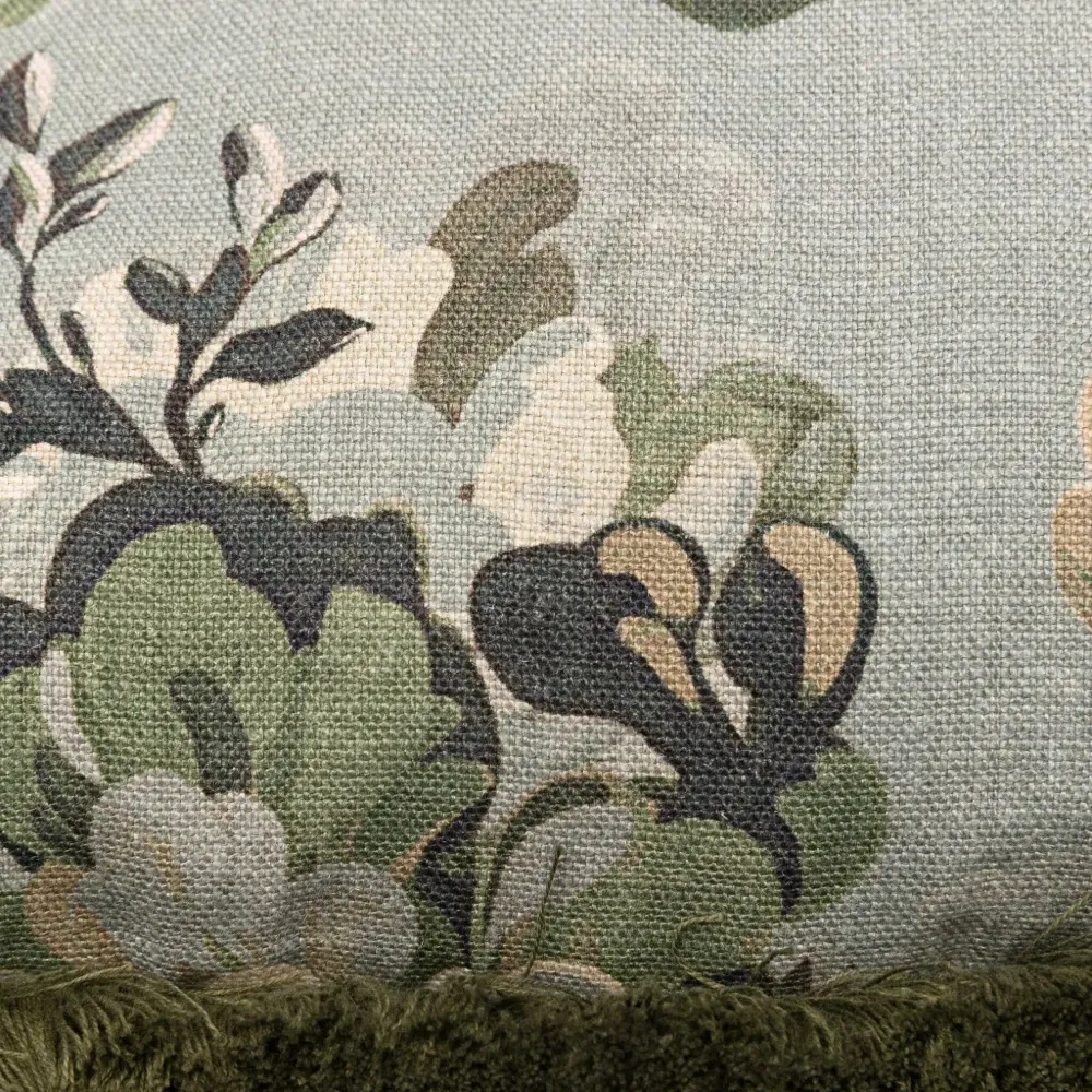 Льняная подушка с цветочным принтом