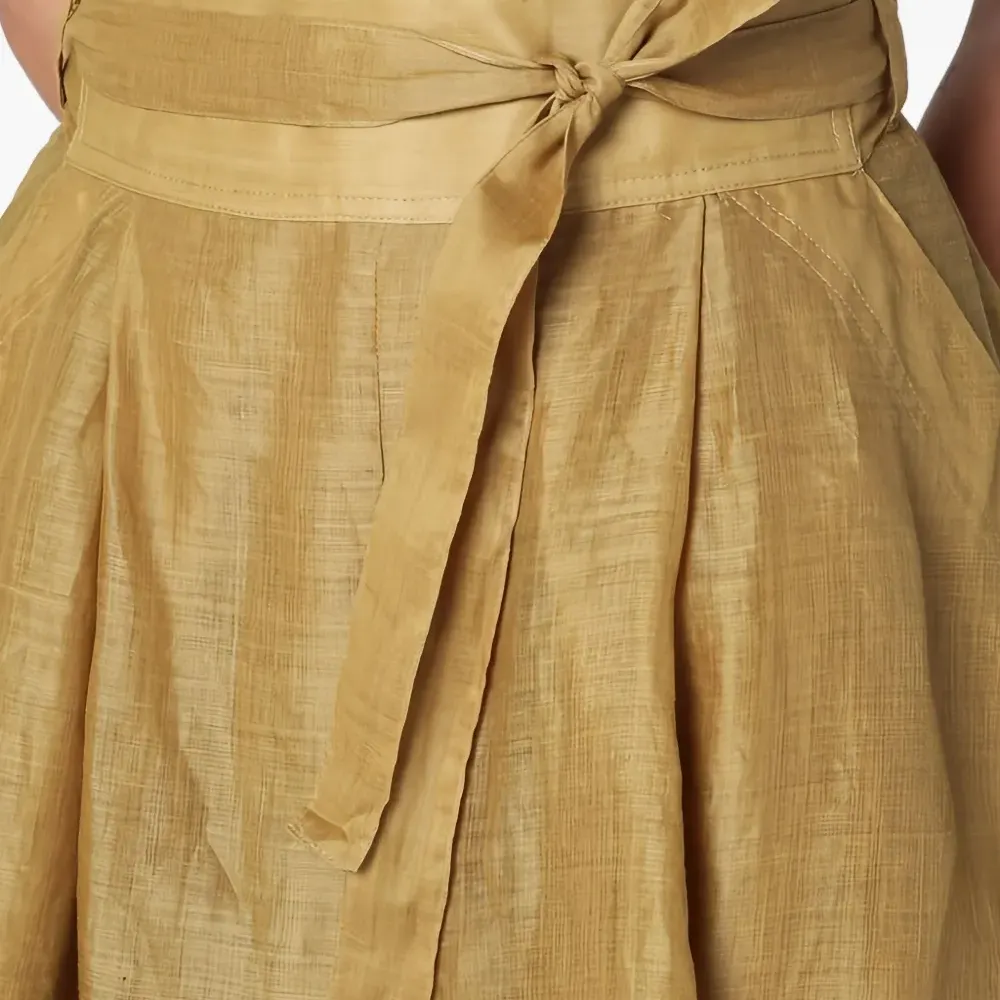 Плиссированная юбка миди с завязками Плиссированная юбка миди с завязками