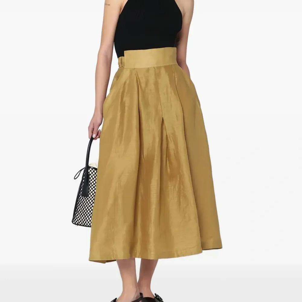 Плиссированная юбка миди с завязками Плиссированная юбка миди с завязками