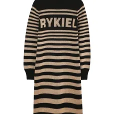 Полосатое платье с высоким воротником