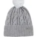 шапка бини фактурной вязки с помпоном
