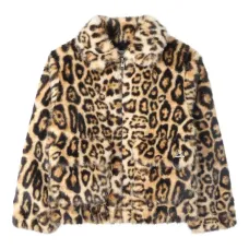 Шуба из искусственного меха с леопардовым принтом