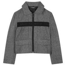 укороченный жакет с узором в елочку укороченный жакет с узором в елочку