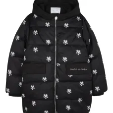 пуховик с цветочной вышивкой