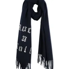 шарф с бахромой и принтом