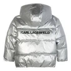 Стеганый пуховик с эффектом металлик