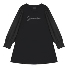 Платье с длинными рукавами, украшенное стразами