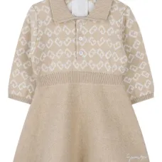 Жаккардовое платье с воротником поло и логотипом 4G