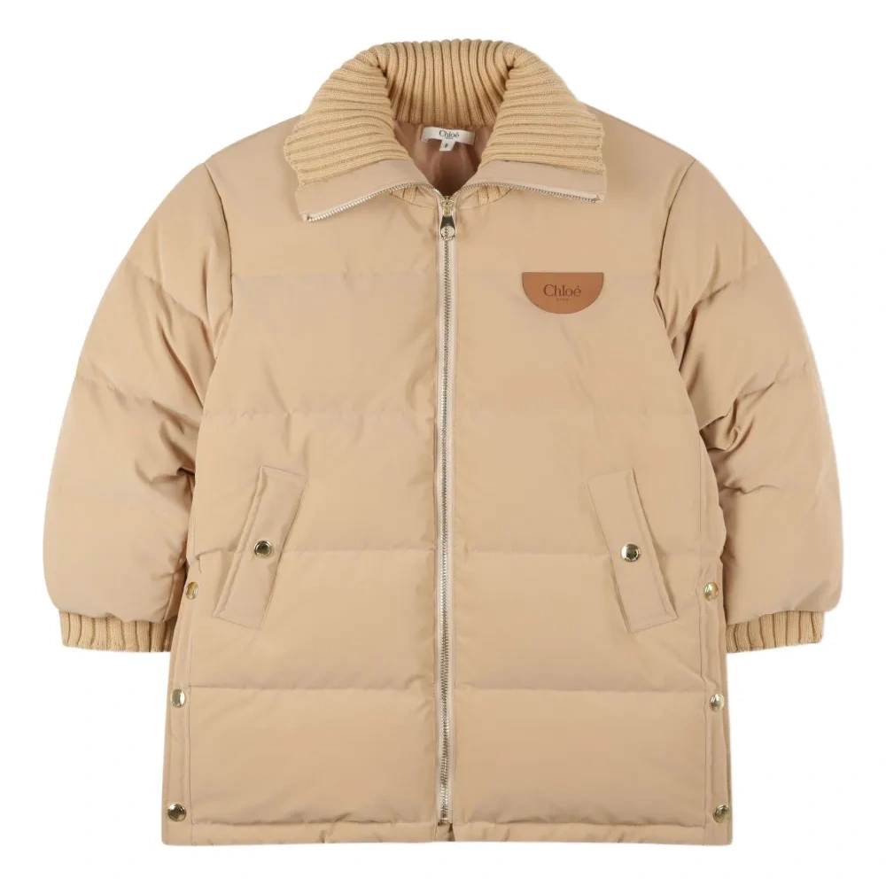 Пуховик с воротником в рубчик