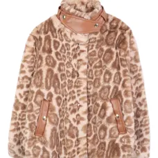 Шуба из искусственного меха с леопардовым принтом