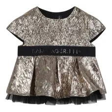 плиссированный топ с эффектом металлик