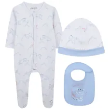 комплект из комбинезона, шапки и нагрудника с принтом комплект из комбинезона, шапки и нагрудника с принтом