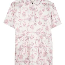платье-рубашка с короткими рукавами и цветочным принтом