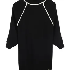 платье в рубчик с высоким воротником