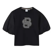 Топ с объемными рукавами и стразами