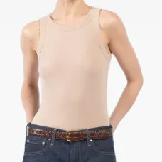 Майка в рубчик с круглым вырезом