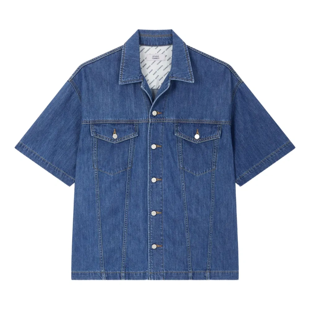 джинсовая рубашка с короткими рукавами