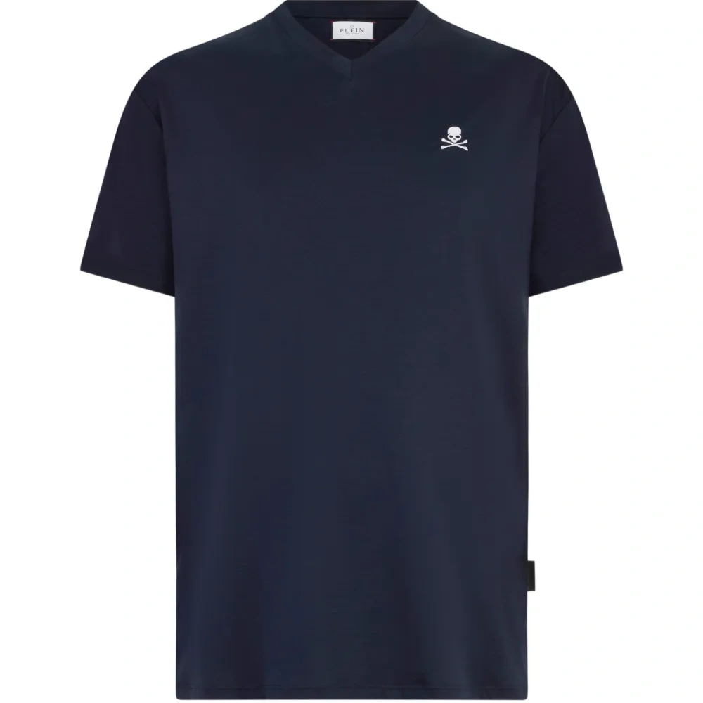 Футболка с V-образным вырезом и вышивкой в виде черепа