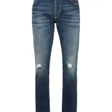 Прямые джинсы с эффектом потертости