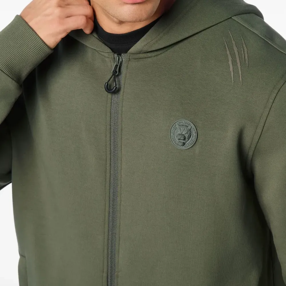 Худи на молнии с тисненым логотипом