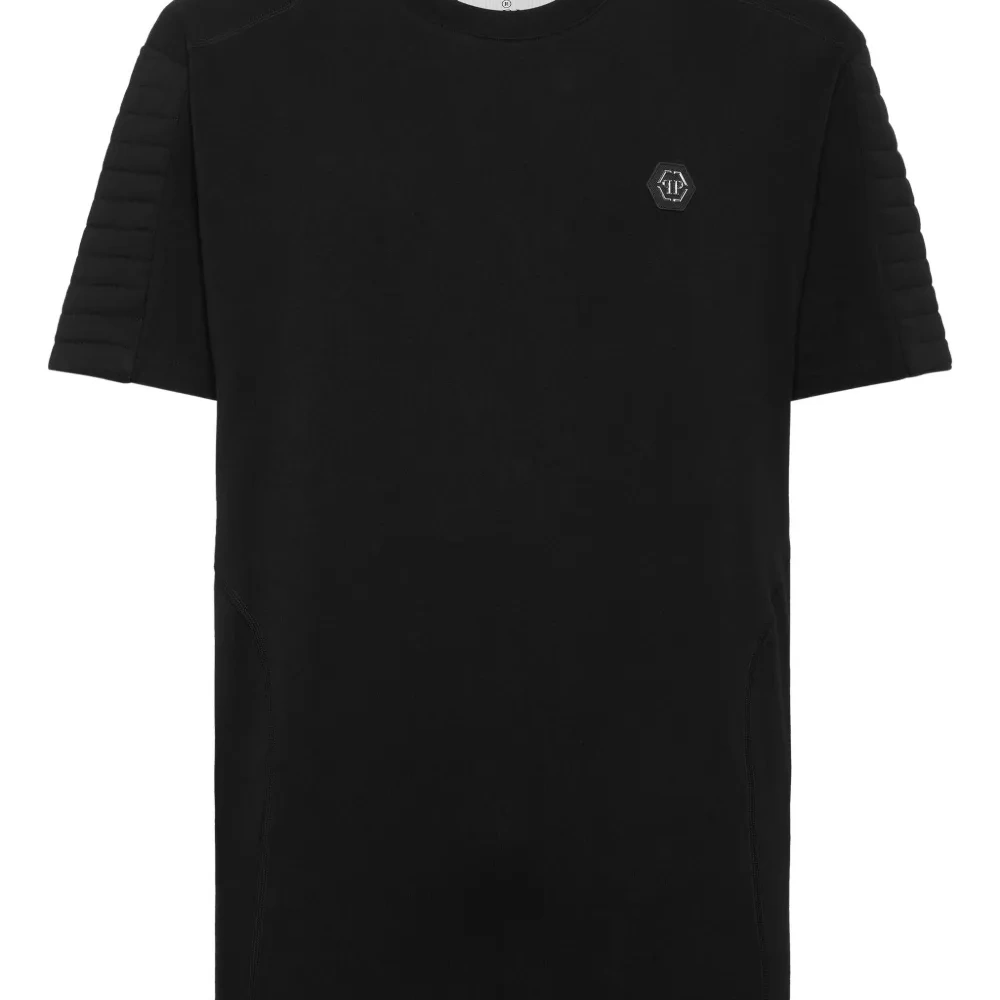 футболка с круглым вырезом и стеганой вставкой