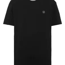 футболка с круглым вырезом и стеганой вставкой