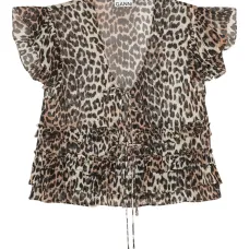 блузка с оборками и леопардовым принтом