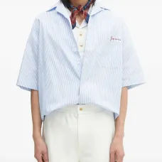 Полосатая рубашка с вышивкой