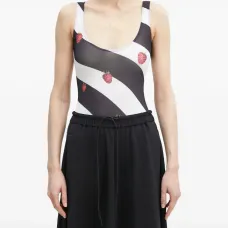 Боди в полоску с принтом