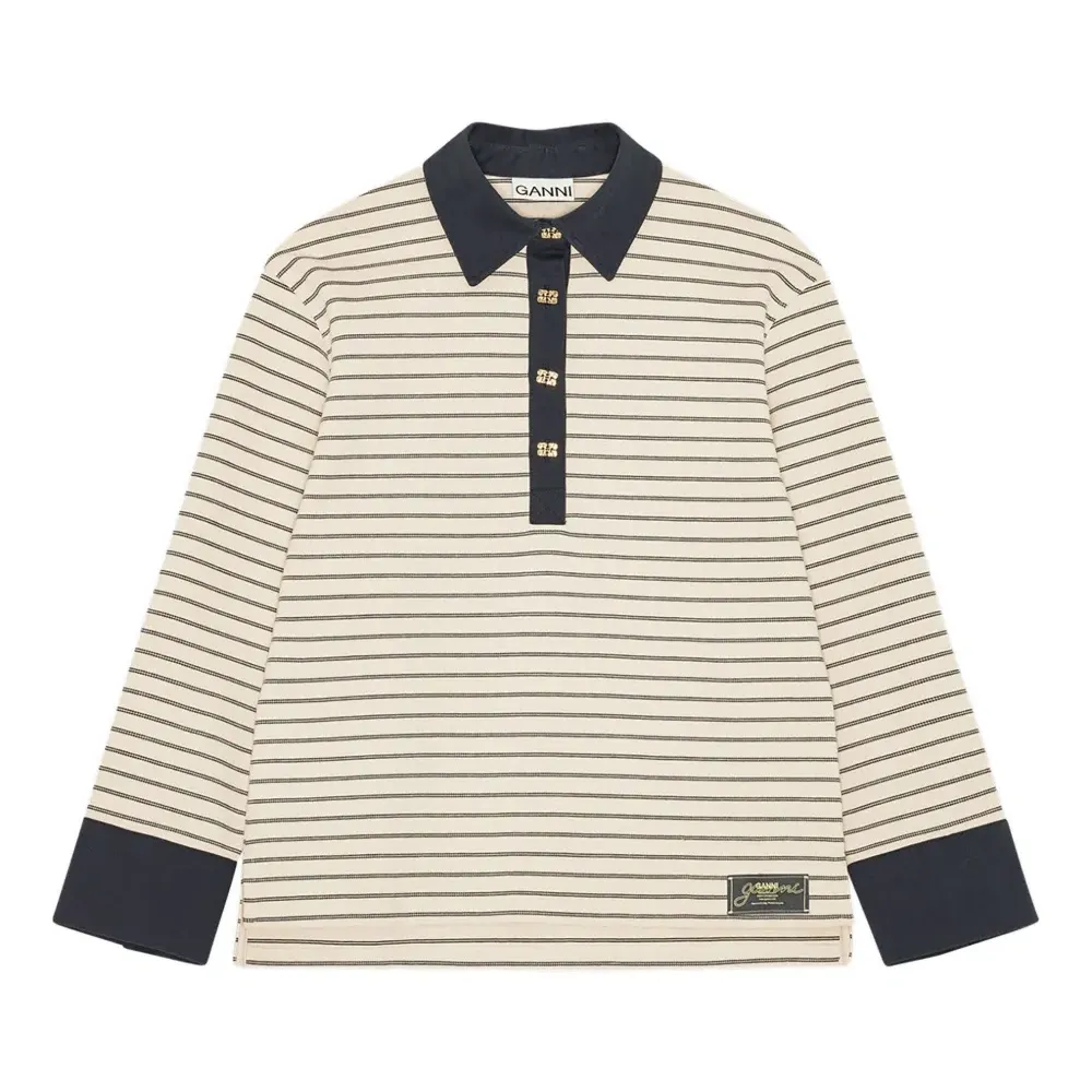 полосатая рубашка поло с длинными рукавами