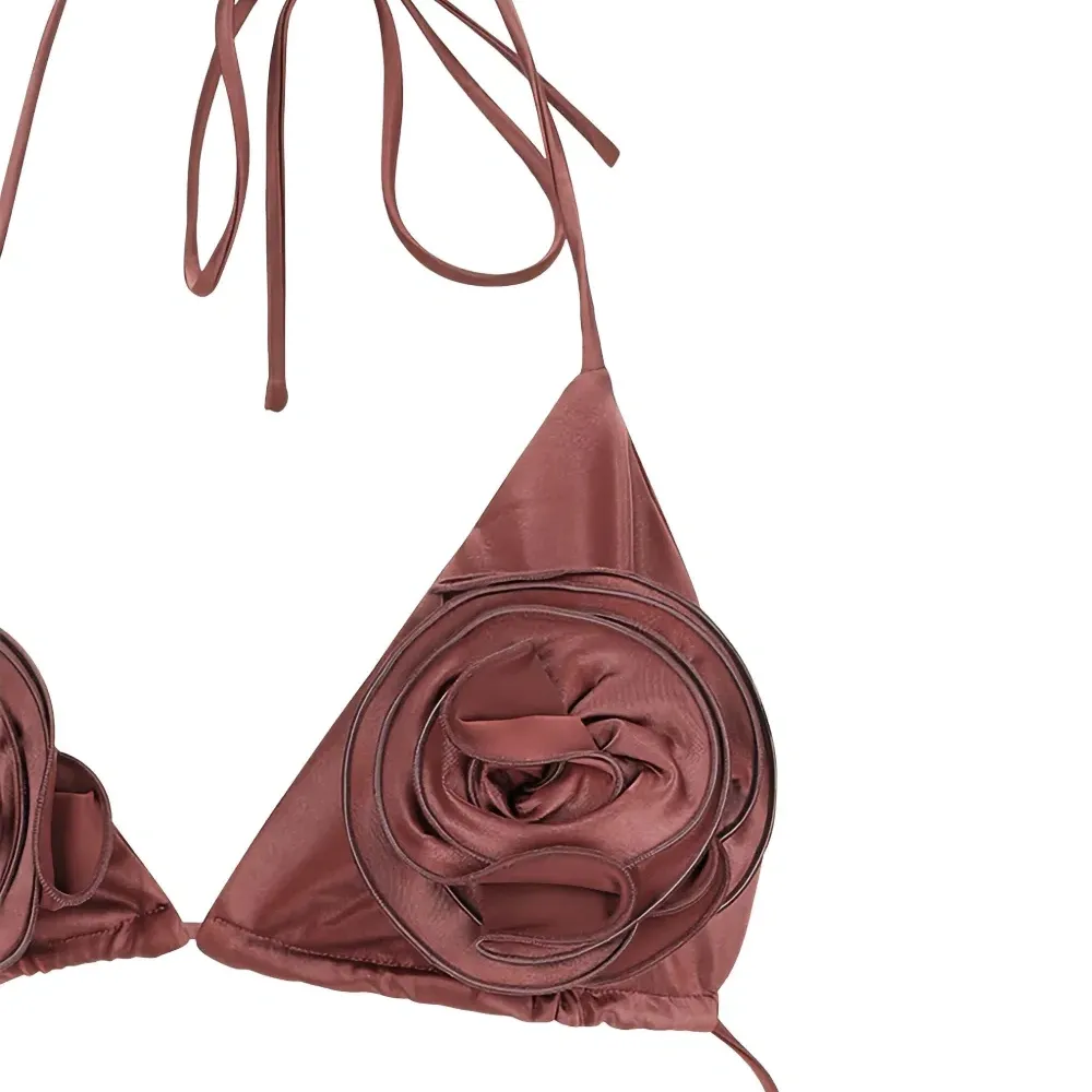 Декорированный топ бикини с треугольными чашками Декорированный топ бикини с треугольными чашками