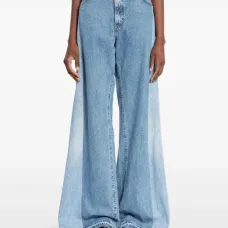 Джинсы широкого кроя со вставками