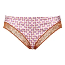 Трусы-брифы с геометричным принтом и кружевом