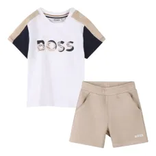 Комплект из футболки и шортов в стиле колор-блок с логотипом