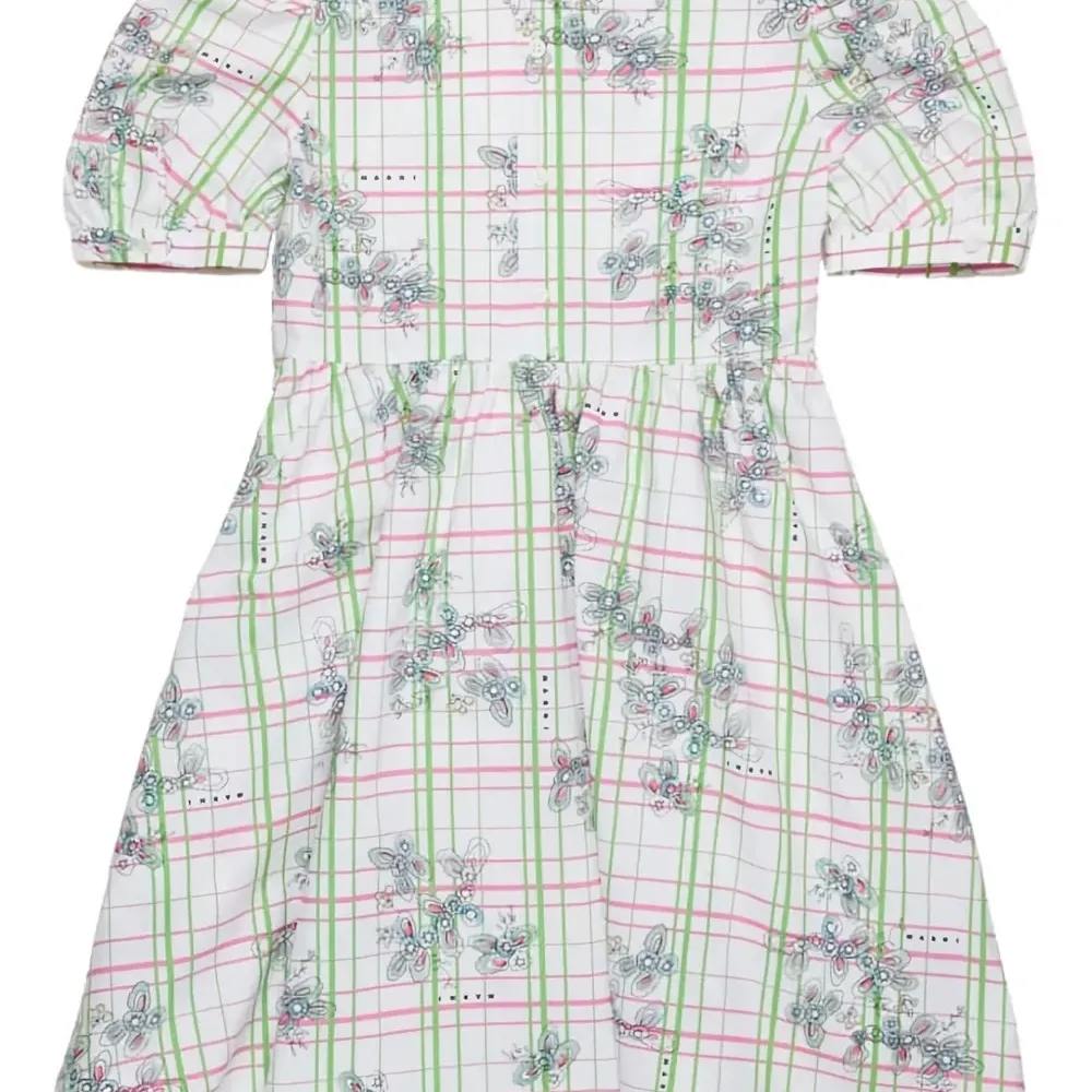 Клетчатое платье с объемными рукавами