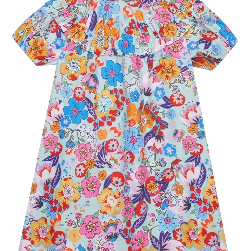 Платье с объемными рукавами и цветочным принтом