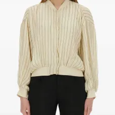 полосатая куртка с объемными рукавами