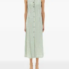 Полосатое платье миди без рукавов