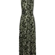 платье макси с высоким воротником и цветочным принтом