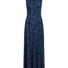 платье без рукавов с высоким воротником