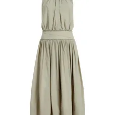 платье со сборками и вырезом халтер