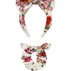 Комплект из повязки на голову и резинки для волос с цветочным принтом Комплект из повязки на голову и резинки для волос с цветочным принтом
