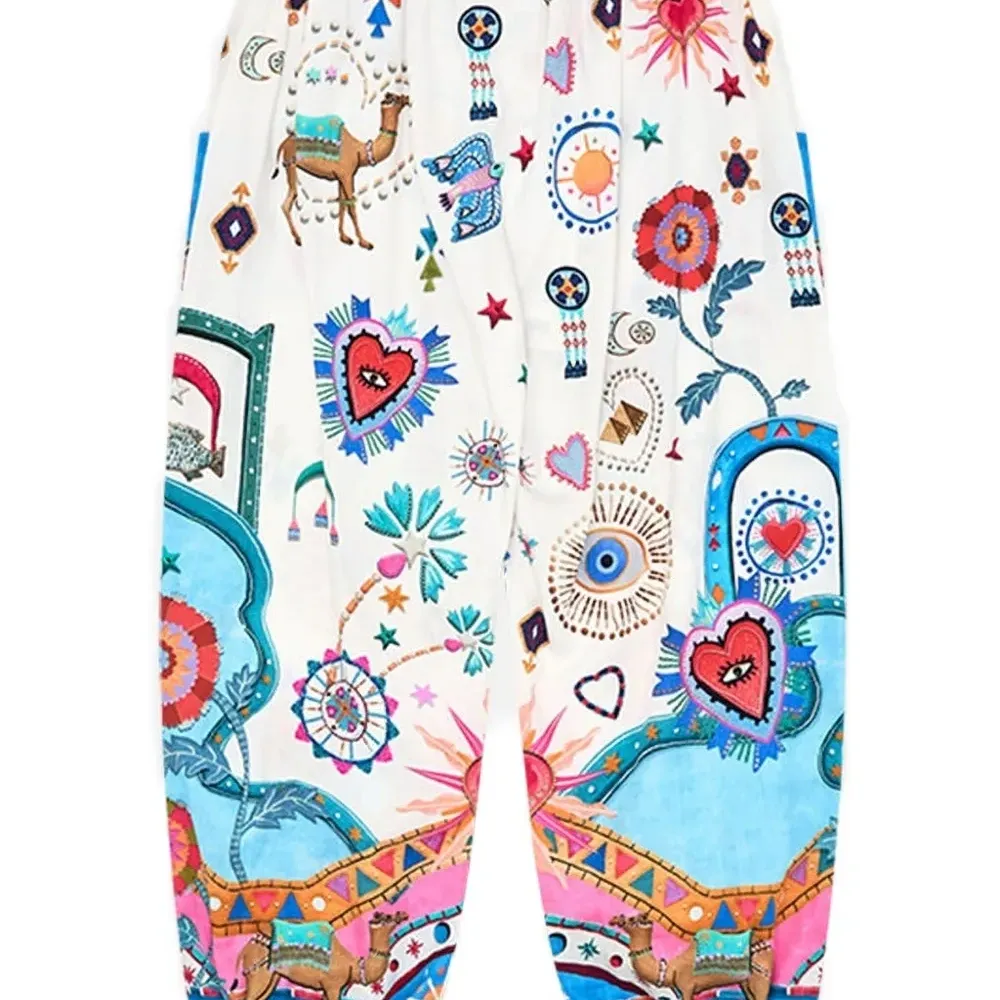 Брюки с эластичным поясом и принтом Брюки с эластичным поясом и принтом