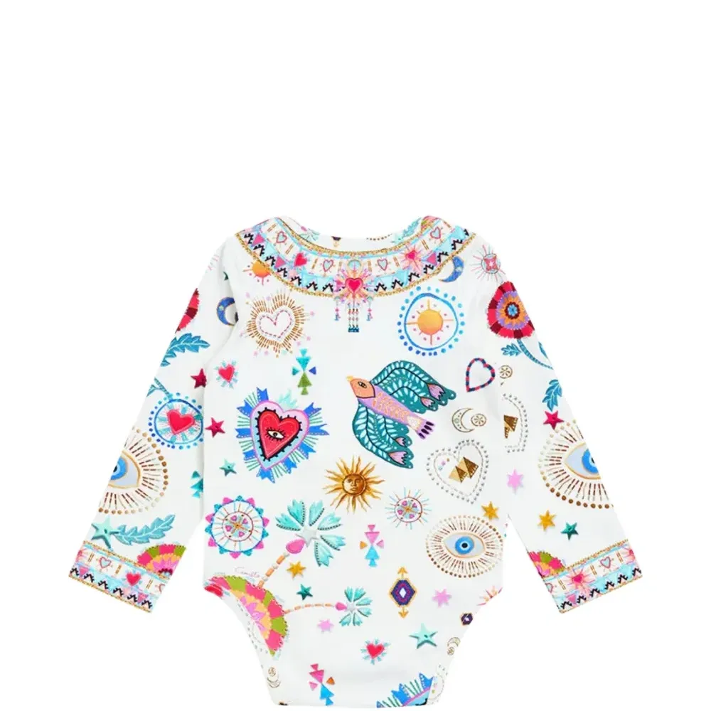 Боди с длинными рукавами и принтом