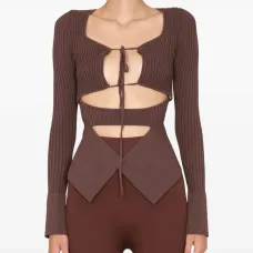 Топ в рубчик с завязками