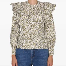 Блузка с оборками и цветочным принтом