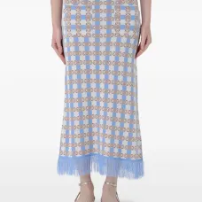 Юбка миди с бахромой и узором Юбка миди с бахромой и узором
